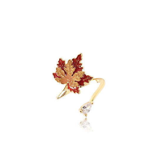 Anillo de Oro 18K con Hoja de Arce y Esmalte Degradado - Image 9