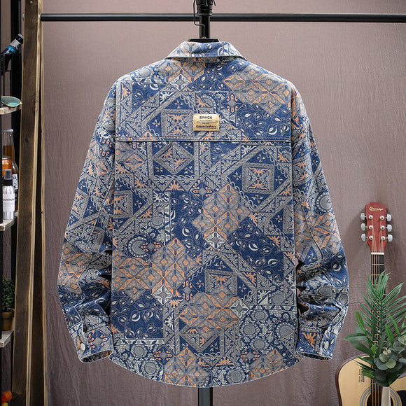 Camisa Estampada Suelta de Manga Larga para Adolescentes