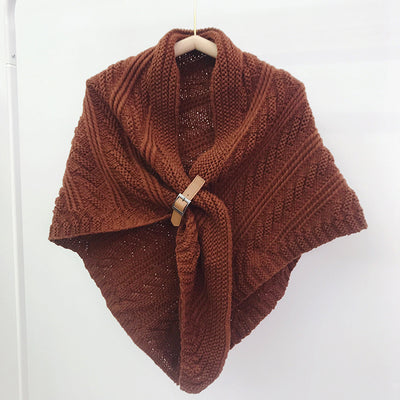 Poncho Triangular de Cuero Hueco Estilo Coreano - Abrigo Elegante de Color Liso - Image 30