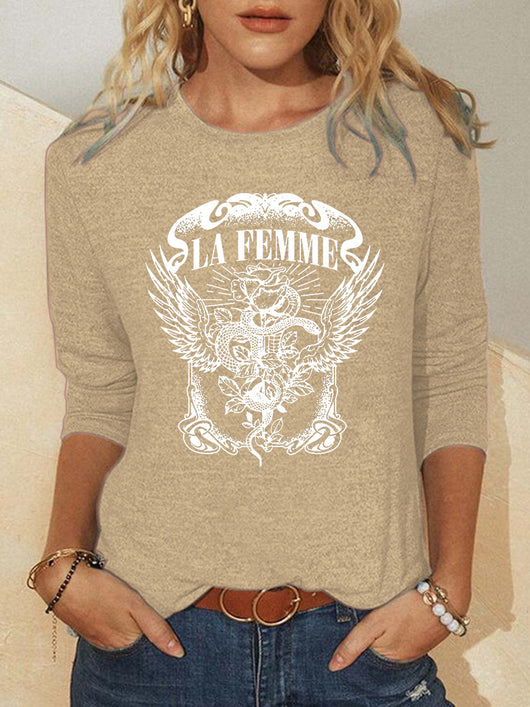 Playera de Cuello Redondo con Estampado Gráfico de Moda - Image 5