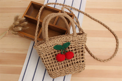 Bolsa de Playa Tejida de Cuerda de Papel Cereza para Vacaciones - Image 12