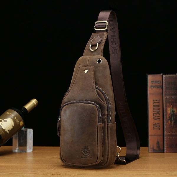 Bolsa Bandolera Vintage de Cuero Genuino para Hombre