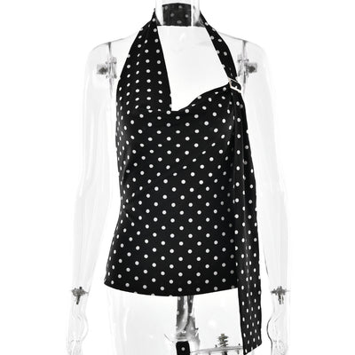Blusa Escotada Lunares Ajustada sin Espalda - Image 5