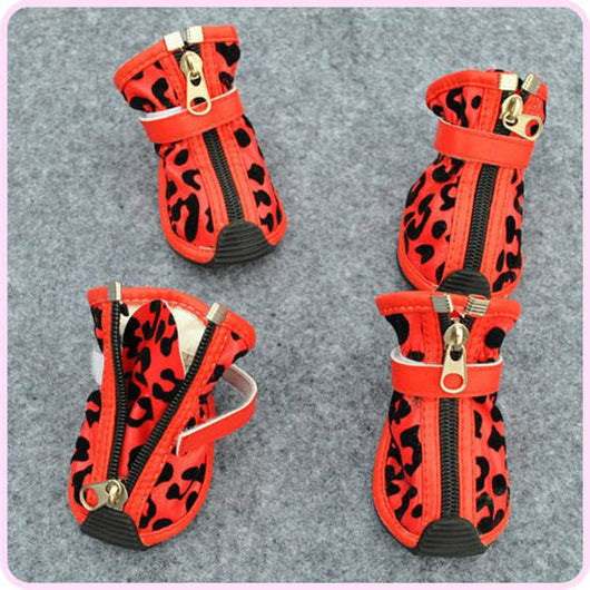 Zapatos para Mascotas con Estampado Leopardo en Cuero PU