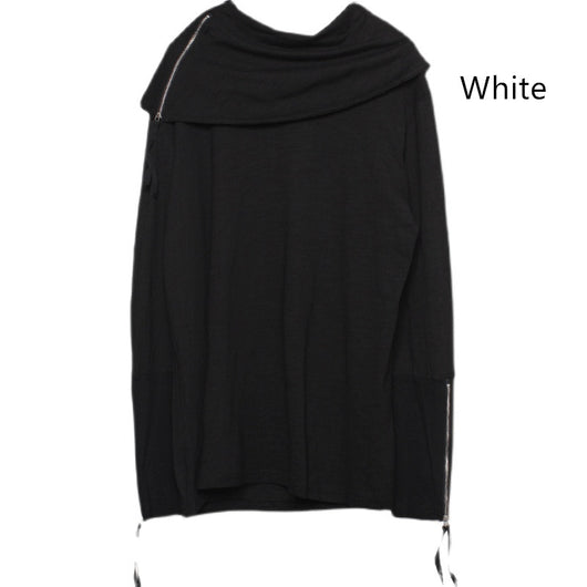 Camiseta Holgada de Cuello Alto Irregular para Hombre - Manga Larga Tendencia - Image 6