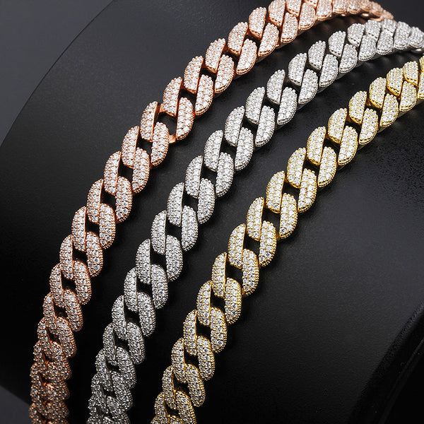 Pulsera de Plata Hip Hop con Diamantes y Circonia Cúbica Estilo Cubano