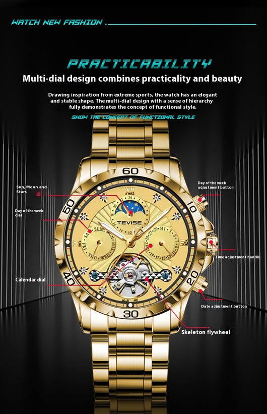 Reloj Mecánico Tourbillon Acero Inoxidable Resistente al Agua para Hombre - Image 16