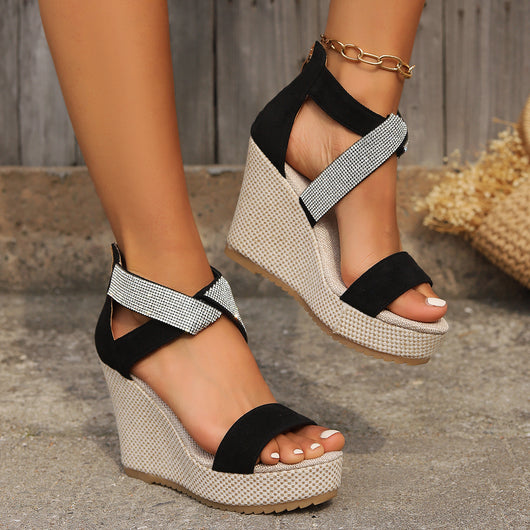 Sandalias Cuña Alta con Diseño de Cristales - Zapatos Plataforma Fashion para Verano - Image 11