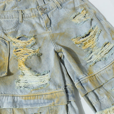 Pantalones Cortos Denim Estampado Holgados para Hombre - Image 18