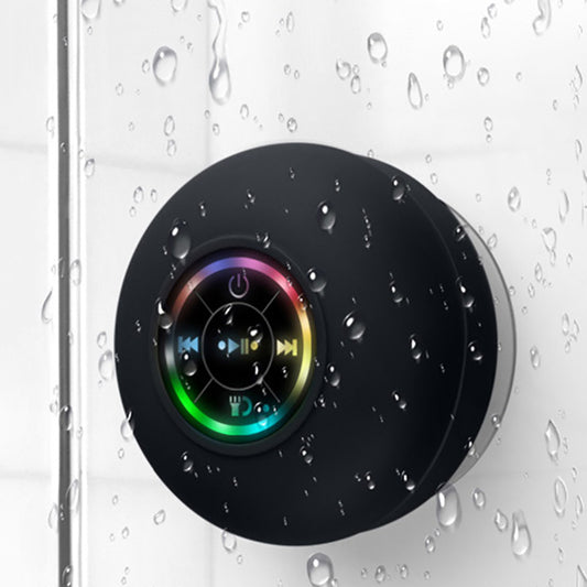 Parlante Bluetooth Impermeable con Ventosa Potente y Luces LED