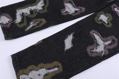 Jeans Rotos con Bordados y Contraste de Colores Estilo Americano - Image 17