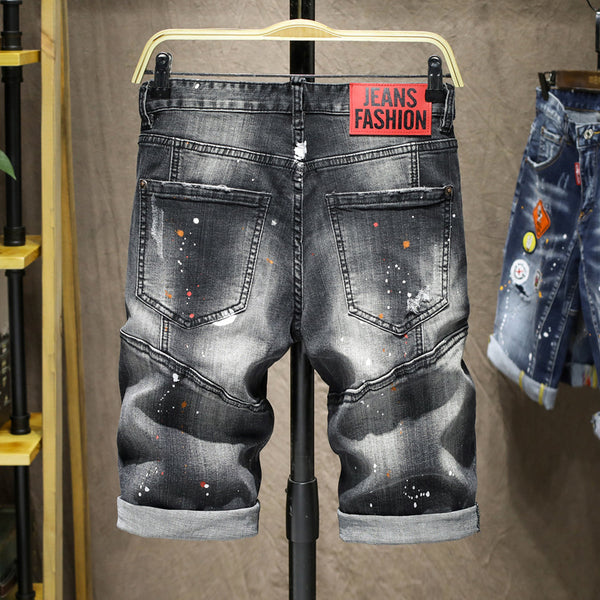 Jeans para Hombre con Parches Elásticos y Detalles Pintados a Mano