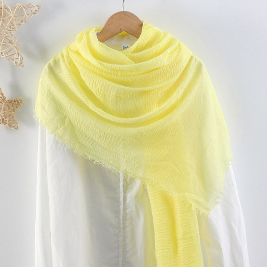 Pañuelo de Algodón y Lino Plisado Monócromo - Toalla para Cabello Mujer - Image 45