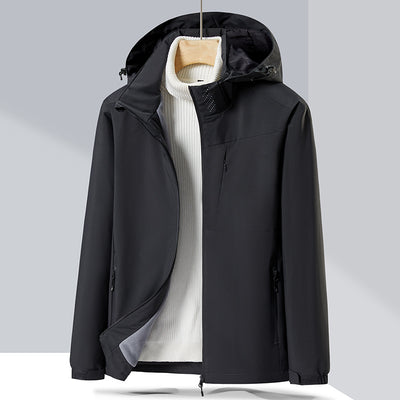 Lavender windproof sports jacket with a hood, full zipper, and fleece lining, shown on a hanger. - Image 13