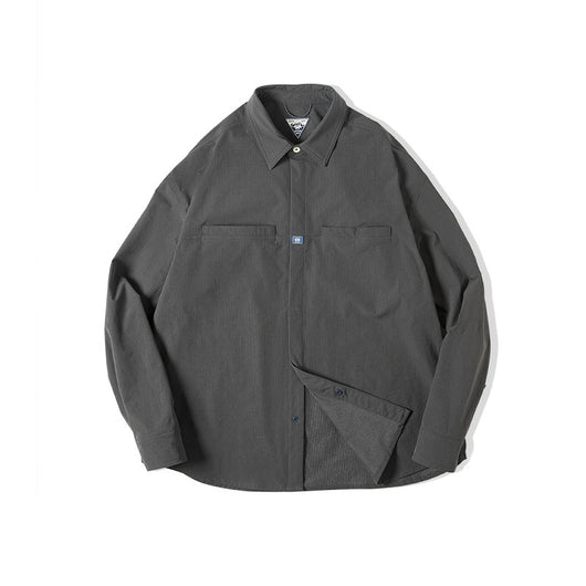 Camisa de Trabajo Gris Oscuro con Bolsillos, Antirruga y Corte Holgado - Image 8