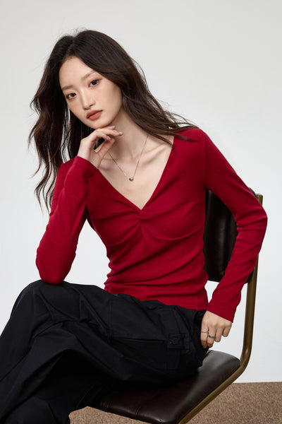 Blusa Elegante Escote Profundo con Nudo y Manga Larga - Image 19