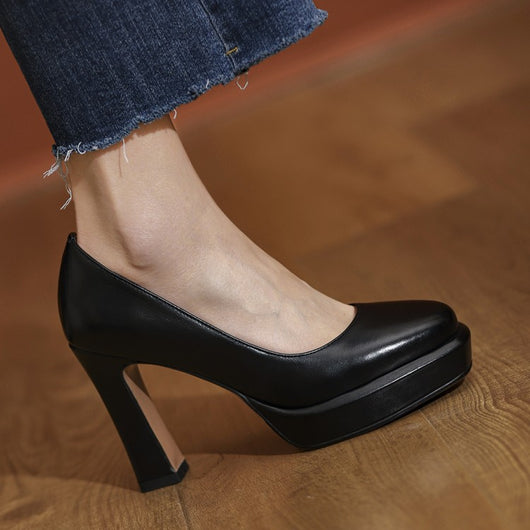 Zapatos de Cuero con Aceite de Caballo y Tacón Grueso - Image 5