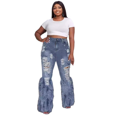 Jeans Stretch Rasgados con Detalles de Perlas - Image 5