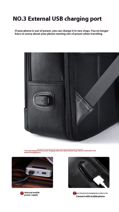 Mochila Ejecutiva de Cuero para Laptop - Estilo Profesional - Image 6