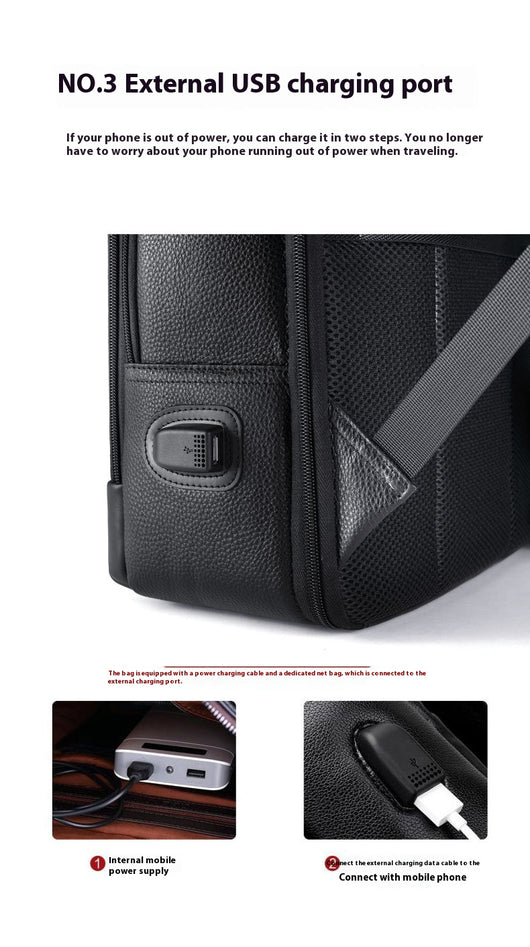 Mochila Ejecutiva de Cuero para Laptop - Estilo Profesional - Image 6
