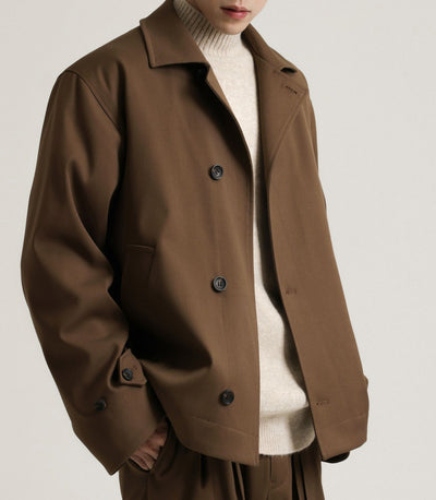 Abrigo Ejecutivo de Cuello Vuelto con Mezcla de Tela Twill para Hombre - Image 7