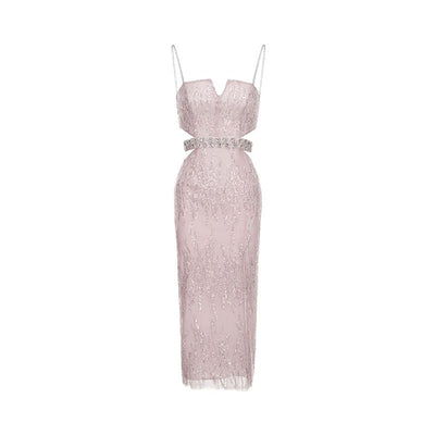 Vestido de Gala Hueco con Lentejuelas y Pedrería Brillante para Mujer - Image 6
