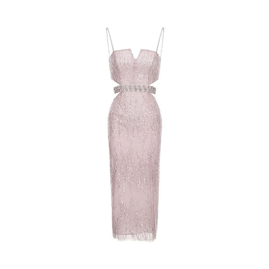 Vestido de Gala Hueco con Lentejuelas y Pedrería Brillante para Mujer - Image 6