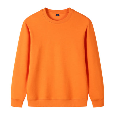 Navy blue pure cotton long sleeve round neck sweatshirt with ribbed cuffs and hem, displayed flat. - Image 22