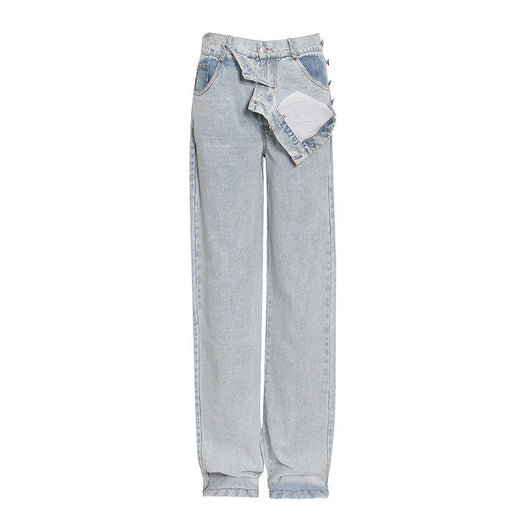 Jeans Rectos Cintura Alta con Botones de Personalidad para Mujer - Image 5
