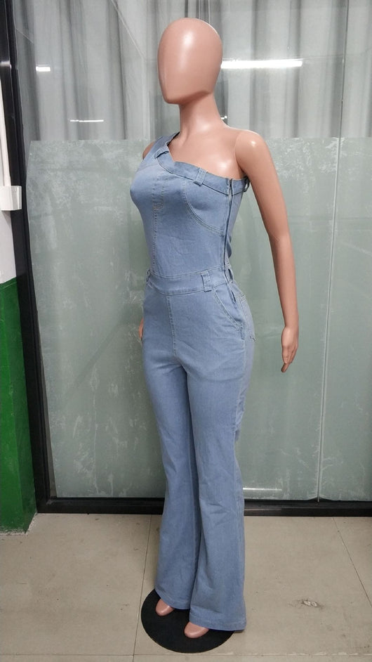 Jumpsuit Denim Ajustado con Hombros Caídos y Cintura Ceñida - Image 23