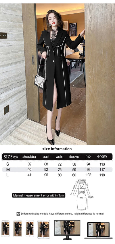 Abrigo Trinchera Negro Midi Elegante para Mujer - Image 7