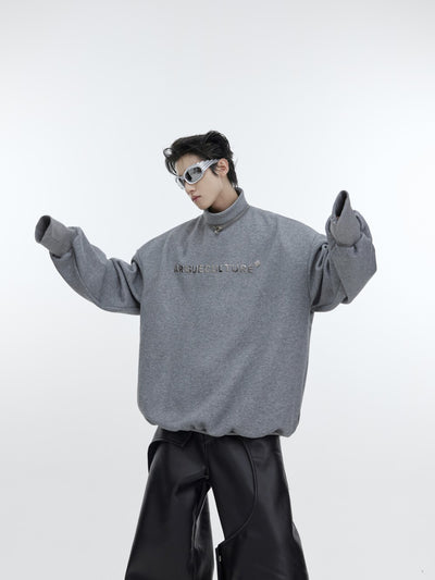 Suéter con Cuello Alto y Hombreras de Diseño Contemporáneo - Image 3