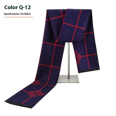 Bufanda Ejecutiva de Cachemira Rayada para Hombre Invierno - Image 17