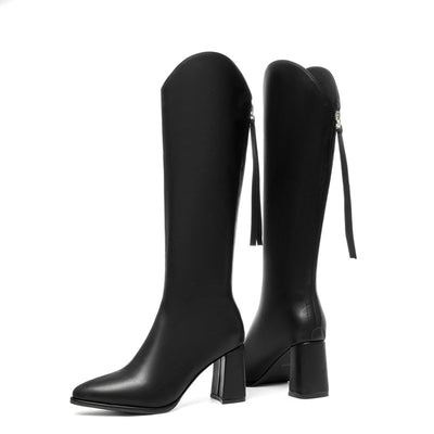Botas Altas Elásticas con Tacón Grueso y Punta Fina - Image 8