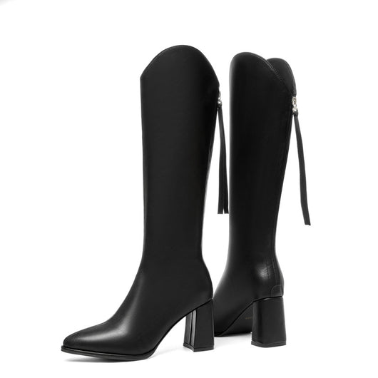Botas Altas Elásticas con Tacón Grueso y Punta Fina - Image 8