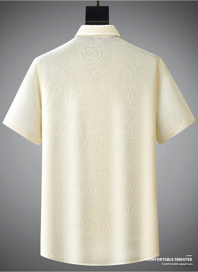 Camisa Jacquard Tejida Premium para Hombre, Manga Corta - Image 22
