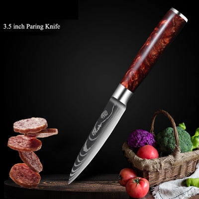 Juego de Cuchillos de Cocina Damascus con Mango de Resina Roja - Image 17