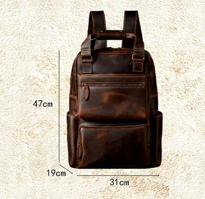 Mochila de Cuero Retro Crazy Horse para Hombre - Image 6
