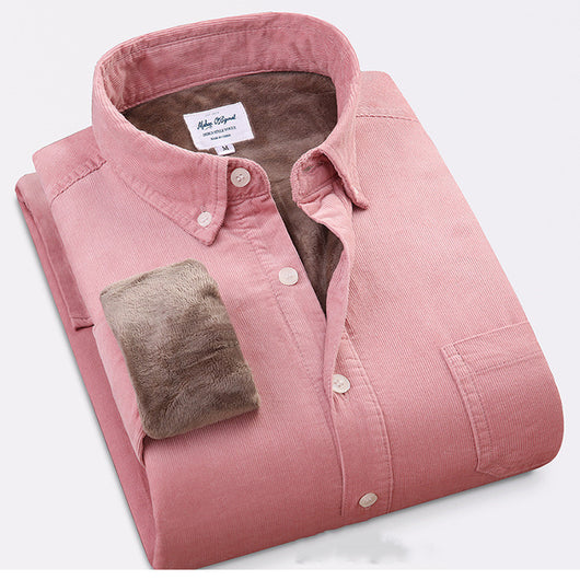 Camisa de Pana de Algodón Puro Cálida de Manga Larga para Hombre - Image 3