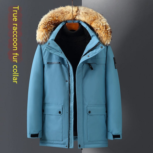 Chaqueta Acolchada de Plumón de Pato para Hombre con Cuello de Piel - Image 14