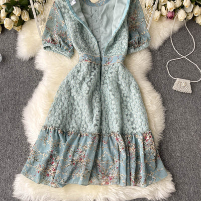 Vestido Corto Elegante con Mangas Abullonadas y Bordado Artesanal - Image 18