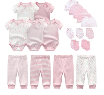 Conjunto Completo de 19 Piezas para Bebé: Peleles, Pantalones, Gorro y Guantes en Algodón - Image 8