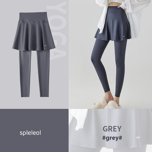 Falda Pantalón Yoga Cintura Alta Levanta Caderas Primavera Otoño Efecto Dos Piezas - Image 7