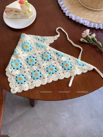 Pañuelo Triangular Tejido a Mano - Bandana Dulce para Mujer - Image 9