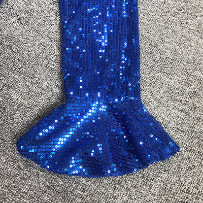 Vestido Azul con Lentejuelas en Hombros y Manga Larga Ajustado - Image 10