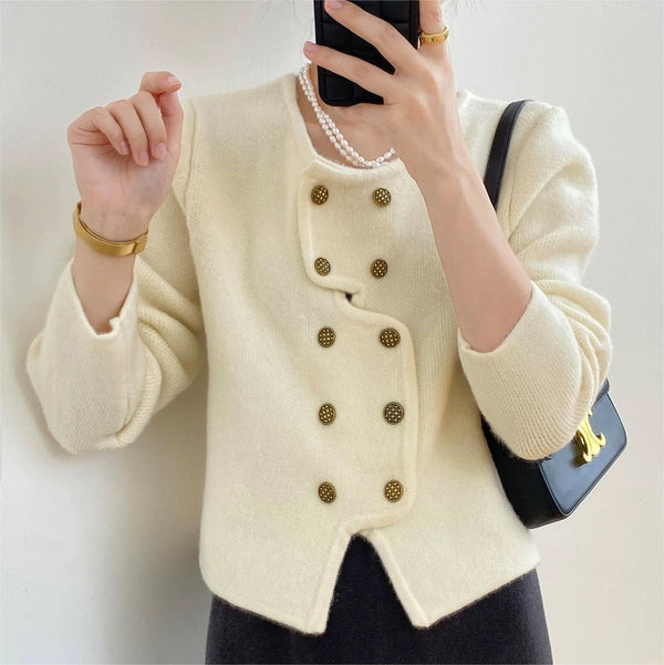 Cardigan Corto de Punto Clásico Estilo Francés Elegante