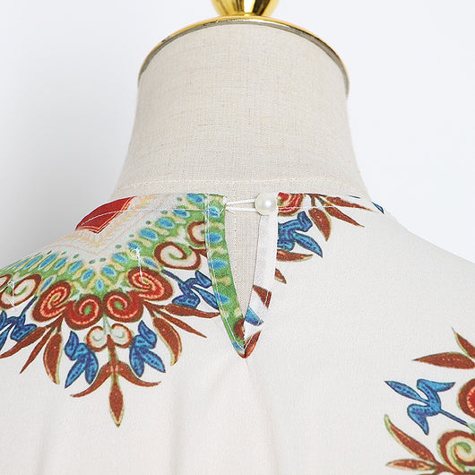 Vestido Resort con Mangas Abullonadas, Escote Redondo y Detalle de Cordones - Image 21