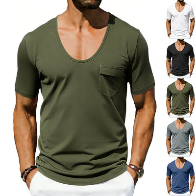 Playera Holgada Casual para Hombre con Cuello Amplio y Mangas Cortas - Image 12