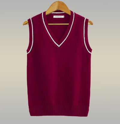 Chaleco de Punto Hombre Talla Grande Cuello V Rayas Estilo Universitario Oversized - Image 9