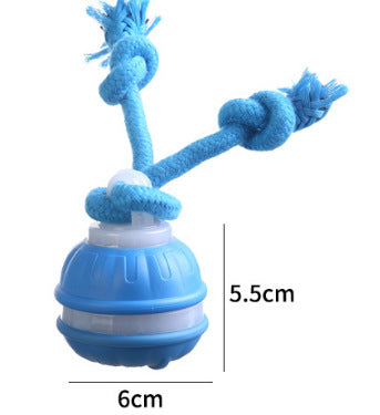 Blue pet toy with a spherical base and two knotted ropes, labeled as a "Second generation blue bird call" toy. - Image 15